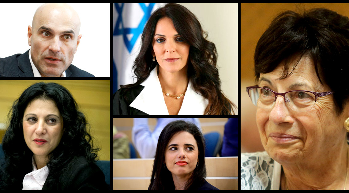 הנשיאה נאור, השופטת כרייף, השרה שקד, ח״כ קורן והיו״ר נוה | צילומים: פלאש90