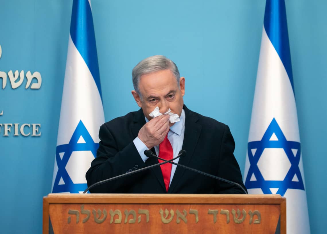 נתניהו במסיבת עיתונאים | צילום: אוליבייר פיטוסי, פלאש90