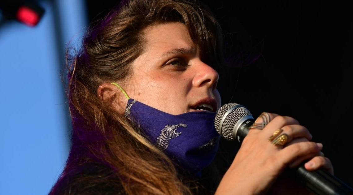 דפני ליף בהפגנה בצ'ארלס קלור הקיץ | צילום: תומר נויברג, פלאש 90