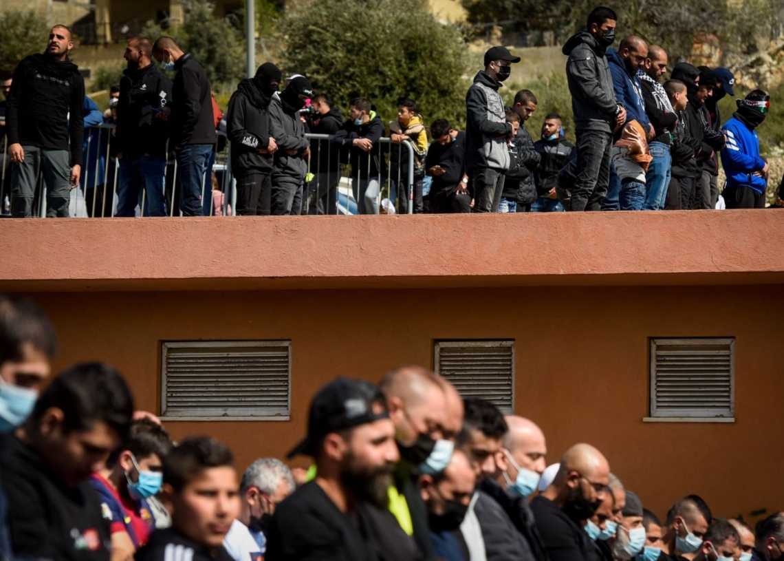 צעירים בהפגנה באום אלפחם נגד האלימות בחברה הערבית | צילום: רוני עופר, פלאש 90