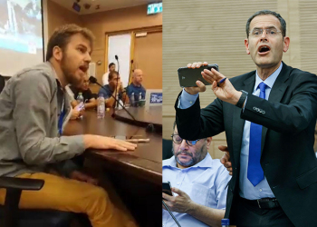 ח"כ משה סעדה והסטודנט עומר וינוקור | צילום: אריק מרמור, פלאש 90, מתוך ווידאו מחאת סטודנטים