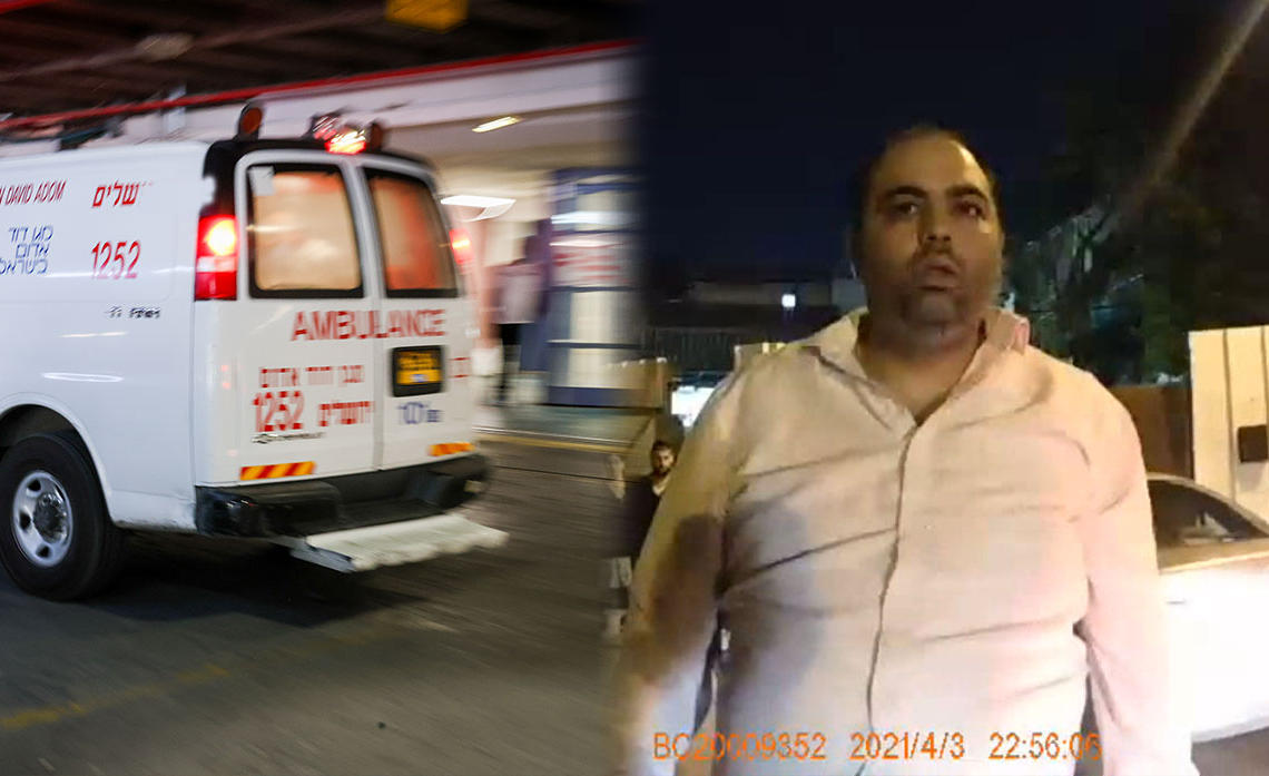 אמיר גדידיאן כפי שתועד במצלמת השוטר | צילום: נעם ריבקין, פלאש 90; מצלמת גוף