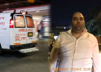 אמיר גדידיאן כפי שתועד במצלמת השוטר | צילום: נעם ריבקין, פלאש 90; מצלמת גוף